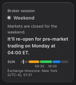 Apollo Trading — the market session clock.